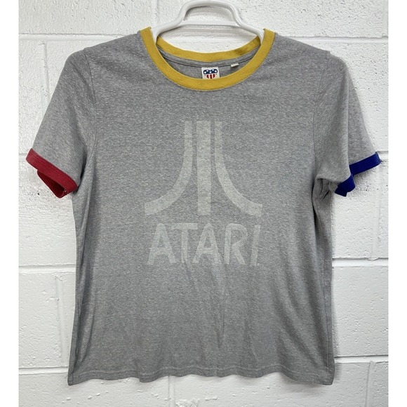 Junkfood ATARI Gray Rainbow Short Sleeve Ringer Tee / Women's XL